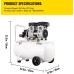 Mophorn Compresor de Aire Ultra Silencioso 50 L, Ultra Quiet Air Compressor 750 W, Compresor de Aire Silencioso de Tanque, 230 V 50 Hz, 68 dB, Compresor Ultra Silencioso para Reparaciones en el Hogar