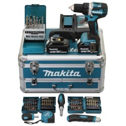 Taladro atornillador de 54 NM con 2 baterías de 5 Ah, cargador y 96 accesorios - Makita DDF484RTX6