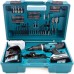 Taladro de impacto 18V 42Nm MAKITA 2 baterías BL1820G + cargador + 74 piezas - HP488DAEX1