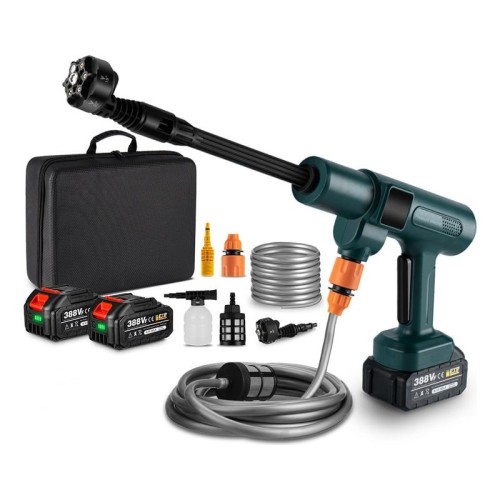 Hidrolimpiadora a batería 100 bar, caudal máx 4.1 L/min, boquilla multifunción 6 en 1, Hidrolimpiadoras portátil - con dos baterías y accesorios