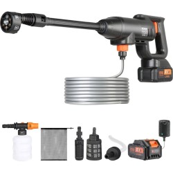 VEVOR Lavadora de Alta Presión con Batería Inalámbrica 21V Limpiador Portátil de Alta Potencia 580PSI 50bar Lavadora Electrica 4L/min Cargador de Batería de 4,0Ah para Limpieza de Patio, Jardín, Coche