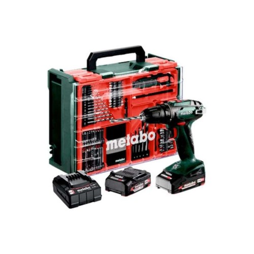 Taladro atornillador a batería 18V BS18 - METABO - con 2 baterías 18V 2.0 Ah - cargador y caja de accesorios - 602207710