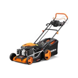 FUXTEC FX-RM5196eS cortacésped de gasolina autopropulsado 4en1 de arranque eléctrico con batería ZipGO ancho de corte 51cm, gasolina 196cc Easy Clean 6hp triturador/cortacésped 60L