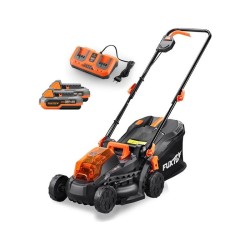 FUXTEC Cortacésped de batería FX-E1RM20 40 Volt (2x20V) Set con 2 baterías y Cargador - 33cm de Ancho de Corte / 35L de Bolsa de Recogida de Hierba