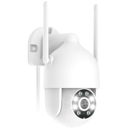 Cámara de vigilancia exterior/interior WiFi, 2K 3MP HD Visión Nocturna, Detección de movimiento, Cámara 360 exterior inalámbrica con Proyector, WiFi 2.4GHz, ANRAN P2 Blanco