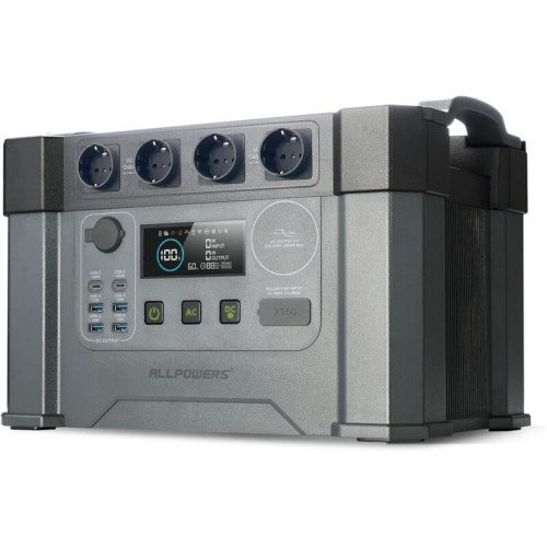 ALLPOWERS S2000 Pro Estación de energía portátil de 1451 Wh, generador solar MPPT con 4 tomas de CA de2400 W (4000 W de sobretensión), carga rápida del 0 al 100 % en 1.5 h, para autocaravana, camping