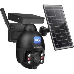 Cámara solar 4G para exteriores, cámara de vigilancia inalámbrica PTZ con detección de movimiento PIR, visión nocturna, audio bidireccional, almacenamiento en la nube/tarjeta SD, resistente al agua IP