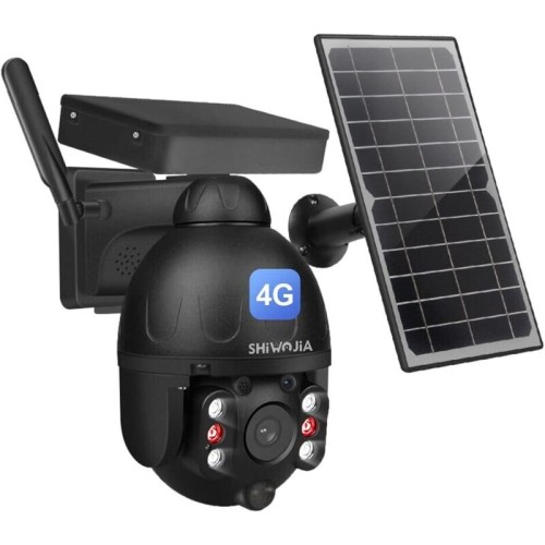 Cámara solar 4G para exteriores, cámara de vigilancia inalámbrica PTZ con detección de movimiento PIR, visión nocturna, audio bidireccional, almacenamiento en la nube/tarjeta SD, resistente al agua IP